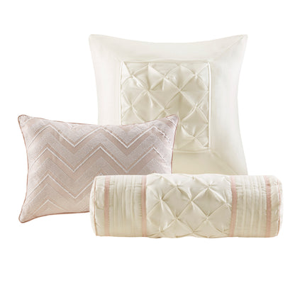 Laurel 100% Polyester Pieced Pleated 7pcs Tufted Comforter Set