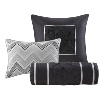 Laurel 100% Polyester Pieced Pleated 7pcs Tufted Comforter Set
