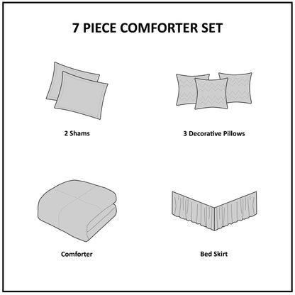 Laurel 100% Polyester Pieced Pleated 7pcs Tufted Comforter Set