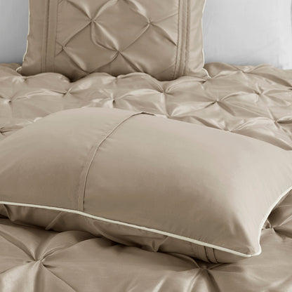 Laurel 100% Polyester Pieced Pleated 7pcs Tufted Comforter Set