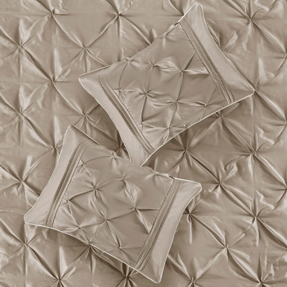 Laurel 100% Polyester Pieced Pleated 7pcs Tufted Comforter Set