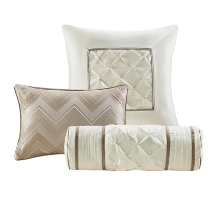 Laurel 100% Polyester Pieced Pleated 7pcs Tufted Comforter Set