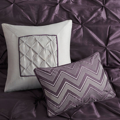 Laurel 100% Polyester Pieced Pleated 7pcs Tufted Comforter Set