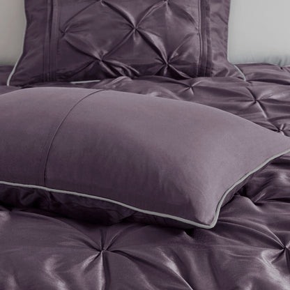 Laurel 100% Polyester Pieced Pleated 7pcs Tufted Comforter Set