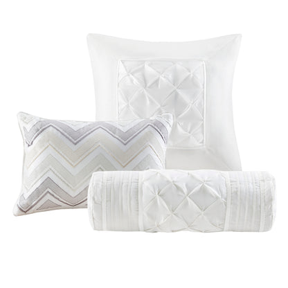 Laurel 100% Polyester Pieced Pleated 7pcs Tufted Comforter Set