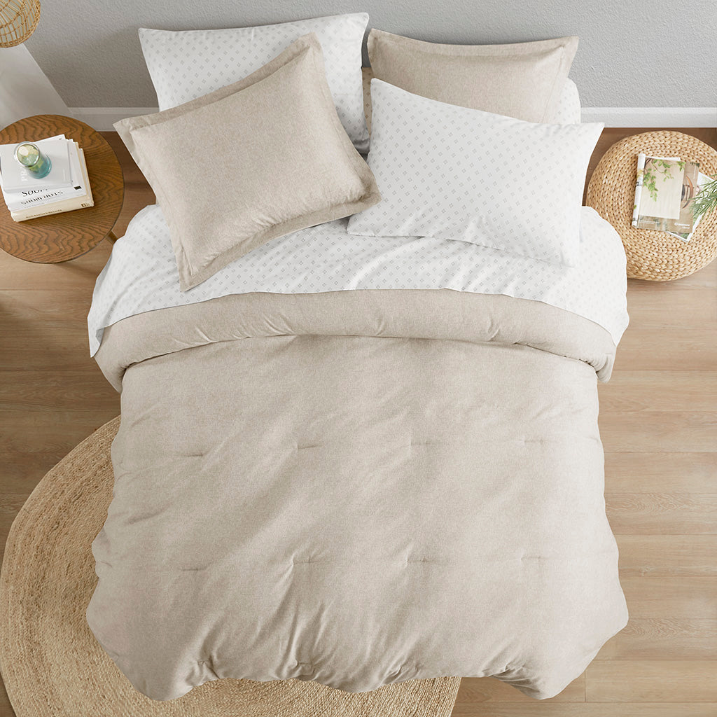 Kaden Chambray Print Microfiber Comforter Set with Bed Sheets