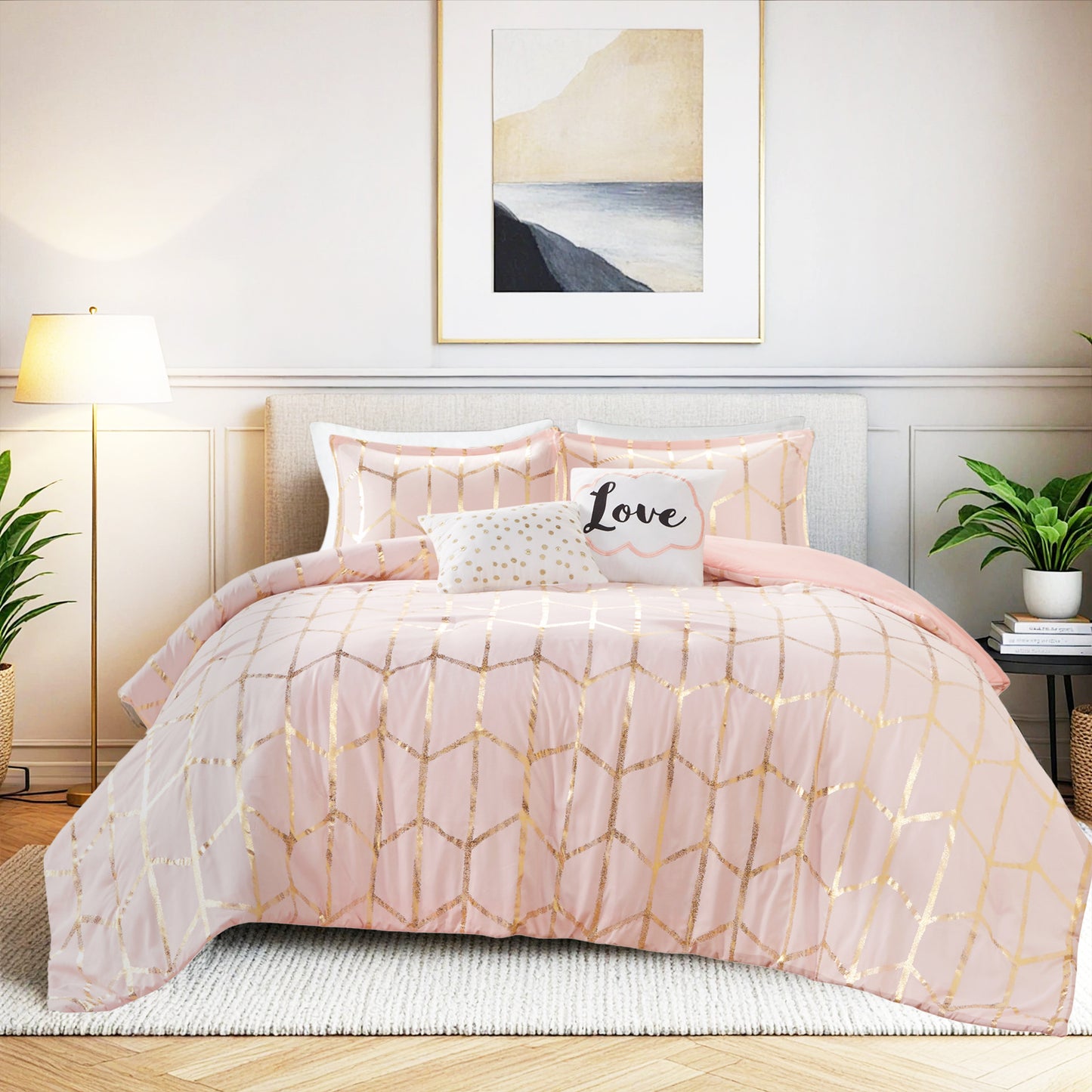 Raina 100% Polyester Brushed Microfiber Printed 5pcs Comforter Set