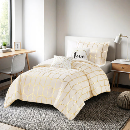 Raina 100% Polyester Brushed Microfiber Printed 5pcs Comforter Set