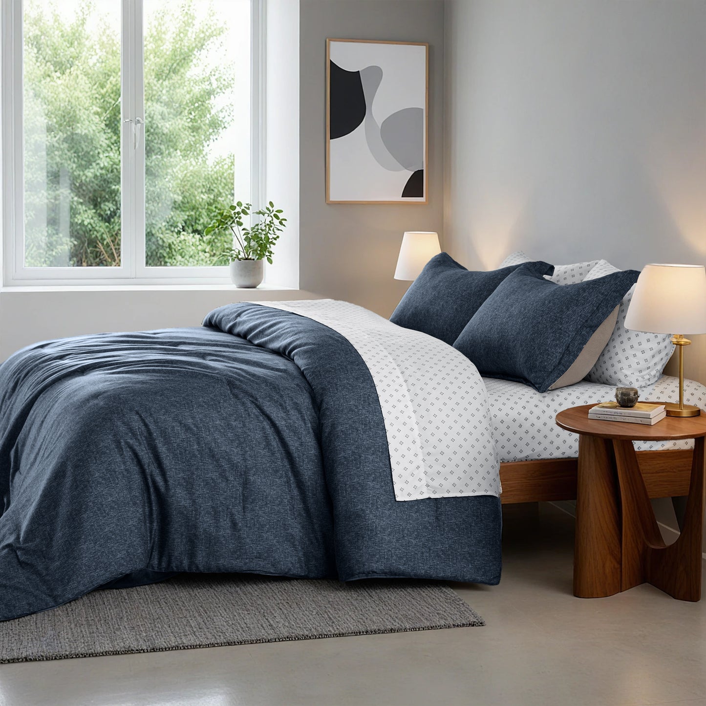Regency Heights Camden Chambray Print Solid Comforter Set