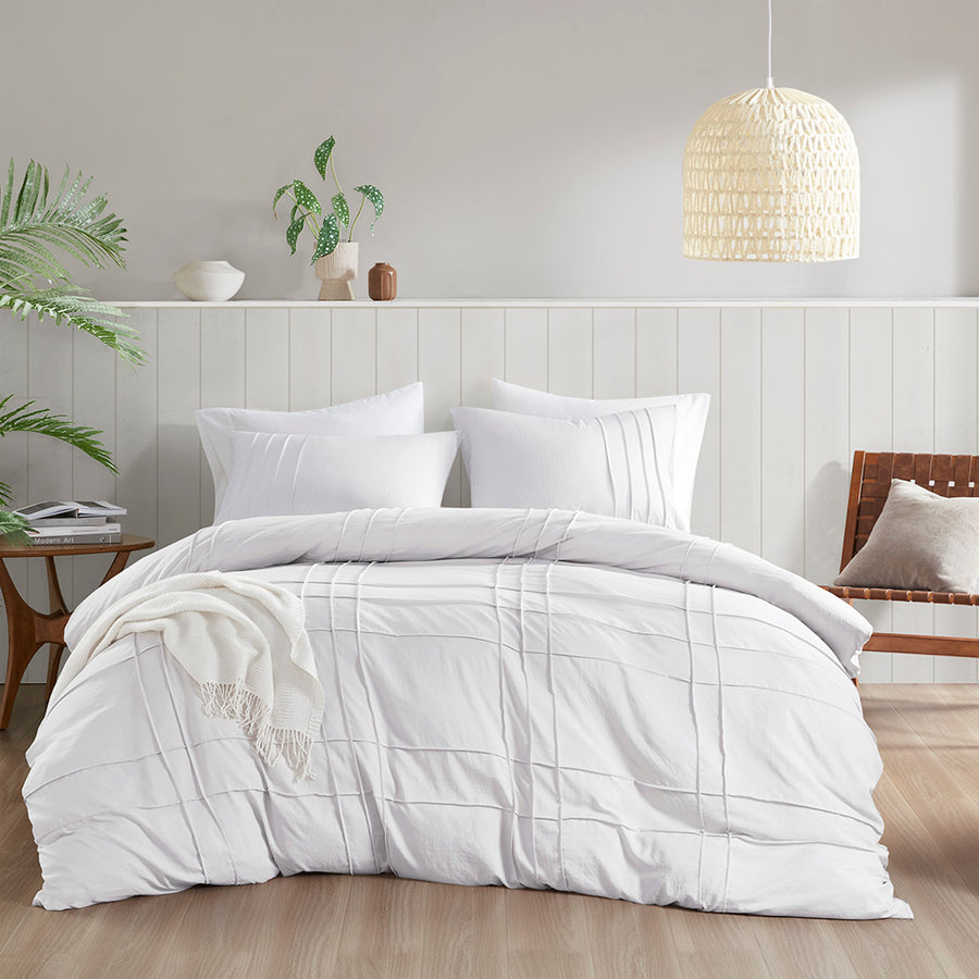 Comfort Spaces Soft Washed Pleated Duvet Cover Set