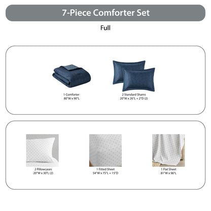 Regency Heights Camden Chambray Print Microfiber Comforter Set with Bed Sheets