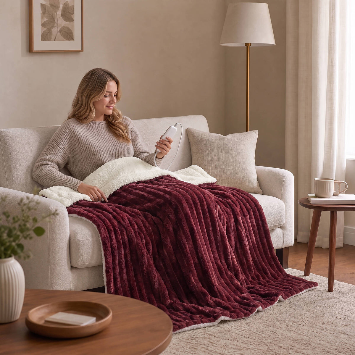 Serta Heated Cord Plush Heated Throw