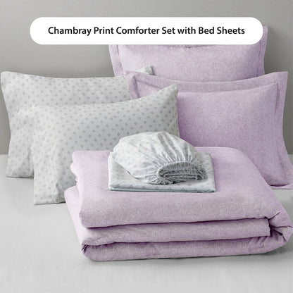 Regency Heights Camden Chambray Print Microfiber Comforter Set with Bed Sheets