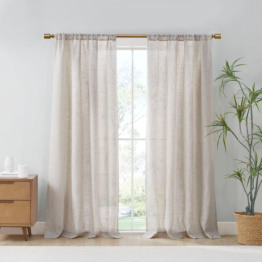 Madison Park Linen Blend Light Filtering Curtain Panel Pair