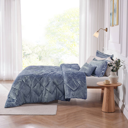 Intelligent Design Velvet Duvet Cover Set with Throw Pillow