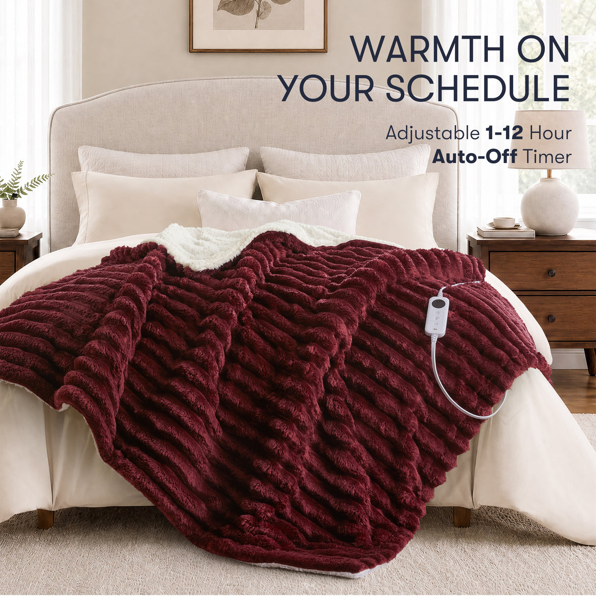 Serta Heated Cord Plush Heated Throw