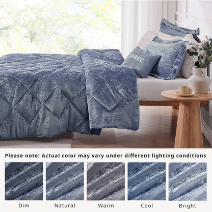 Intelligent Design Velvet Duvet Cover Set with Throw Pillow