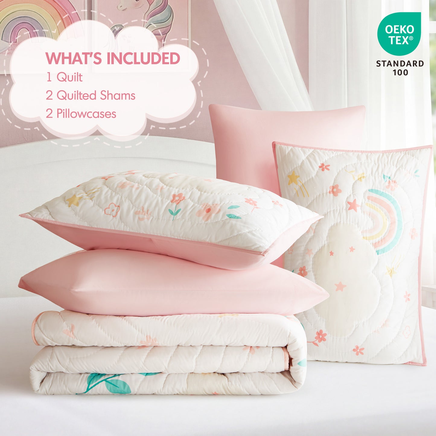 Intelligent Design Kids Unicorn Dream 5PCS Quilt Set
