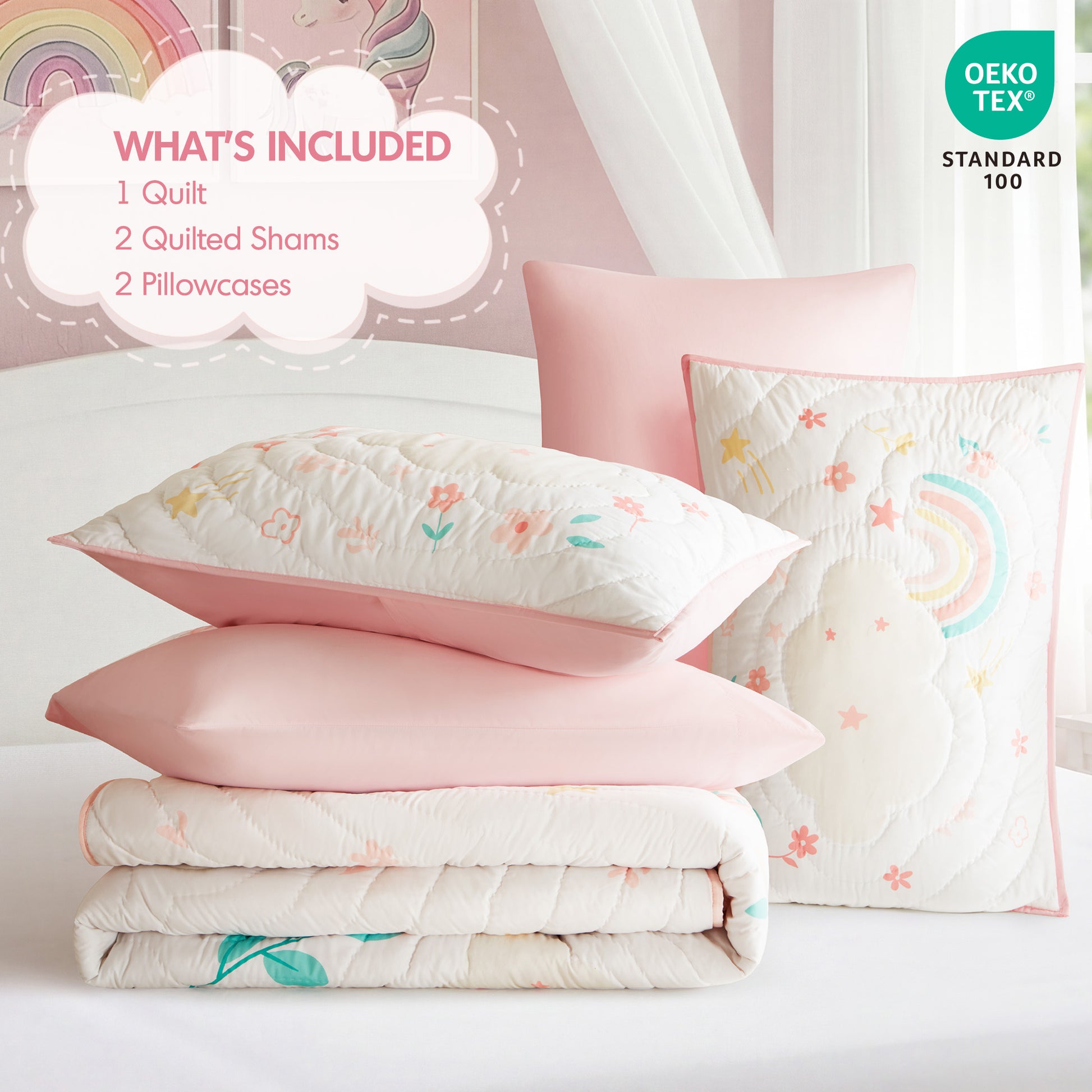 Intelligent Design Kids Unicorn Dream 5PCS Quilt Set