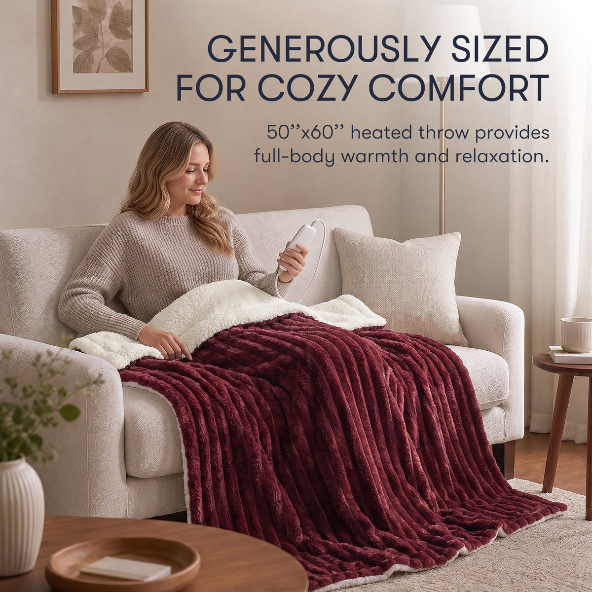 Serta Heated Cord Plush Heated Throw