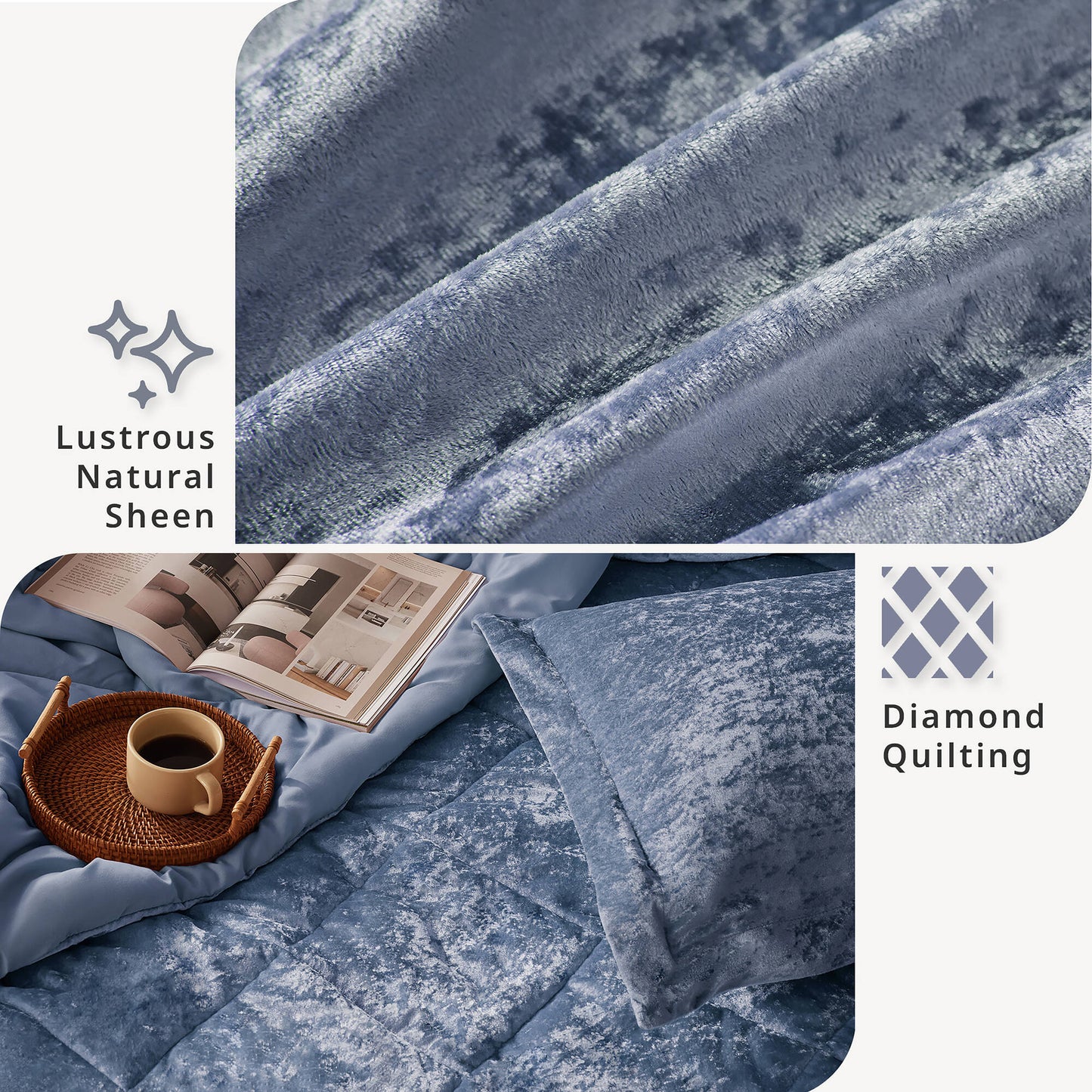 Intelligent Design Velvet Duvet Cover Set with Throw Pillow