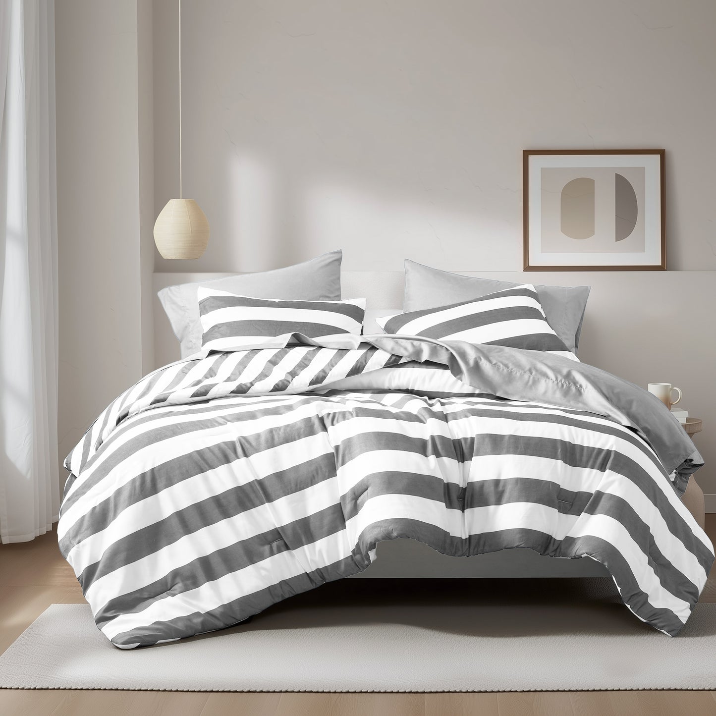 Echo Stripe Textured Print Comforter Set