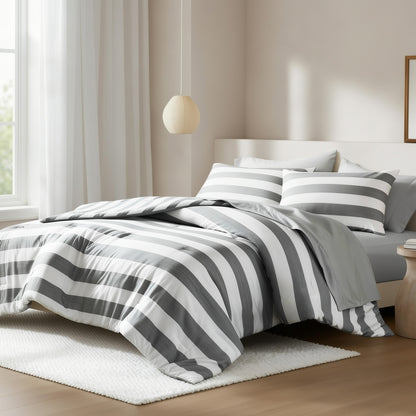 Echo Stripe Textured Print Comforter Set