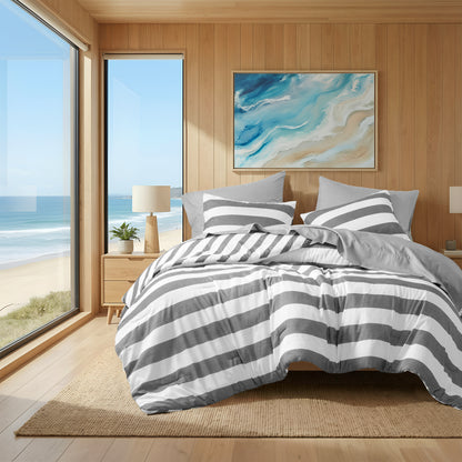 Echo Stripe Textured Print Comforter Set