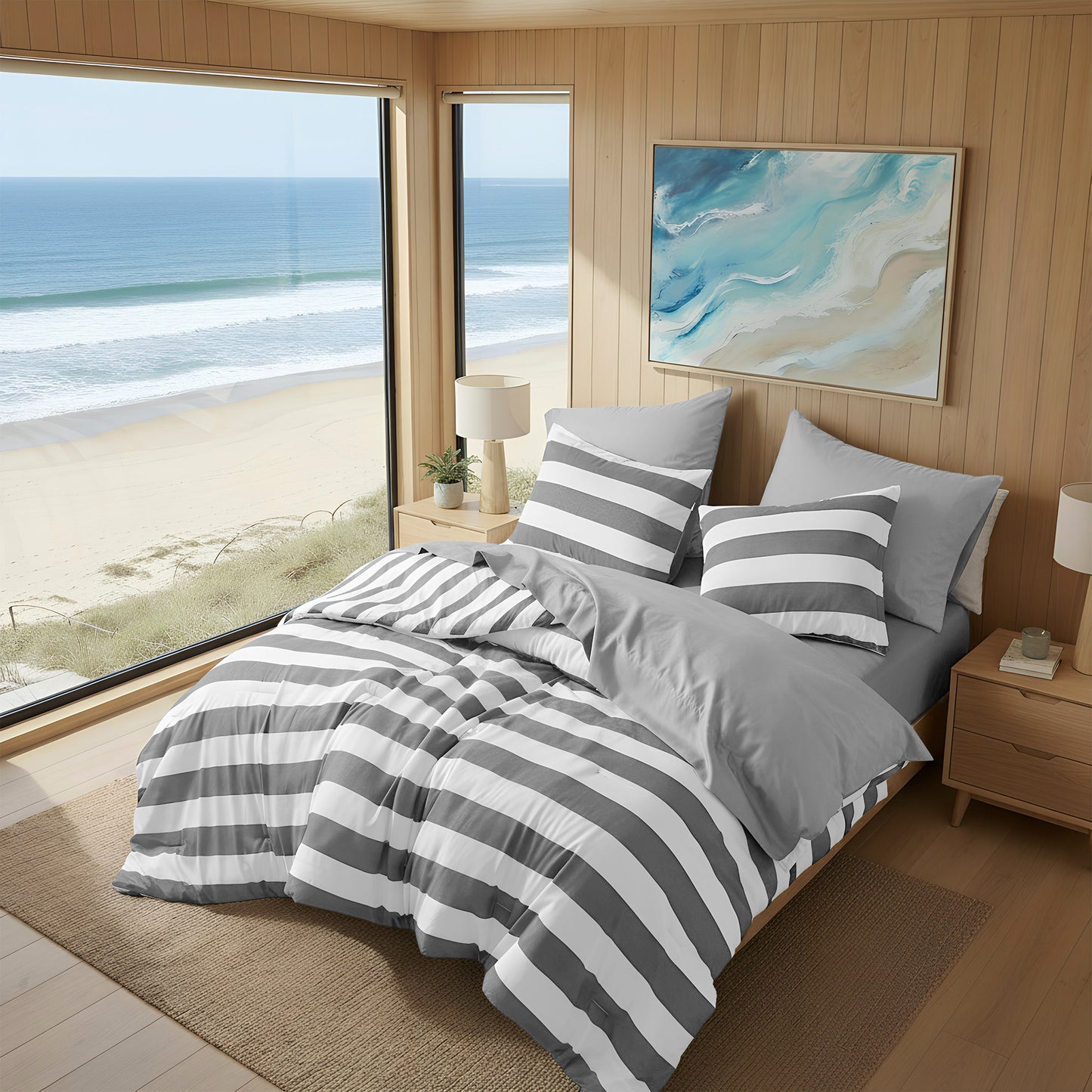 Echo Stripe Textured Print Comforter Set