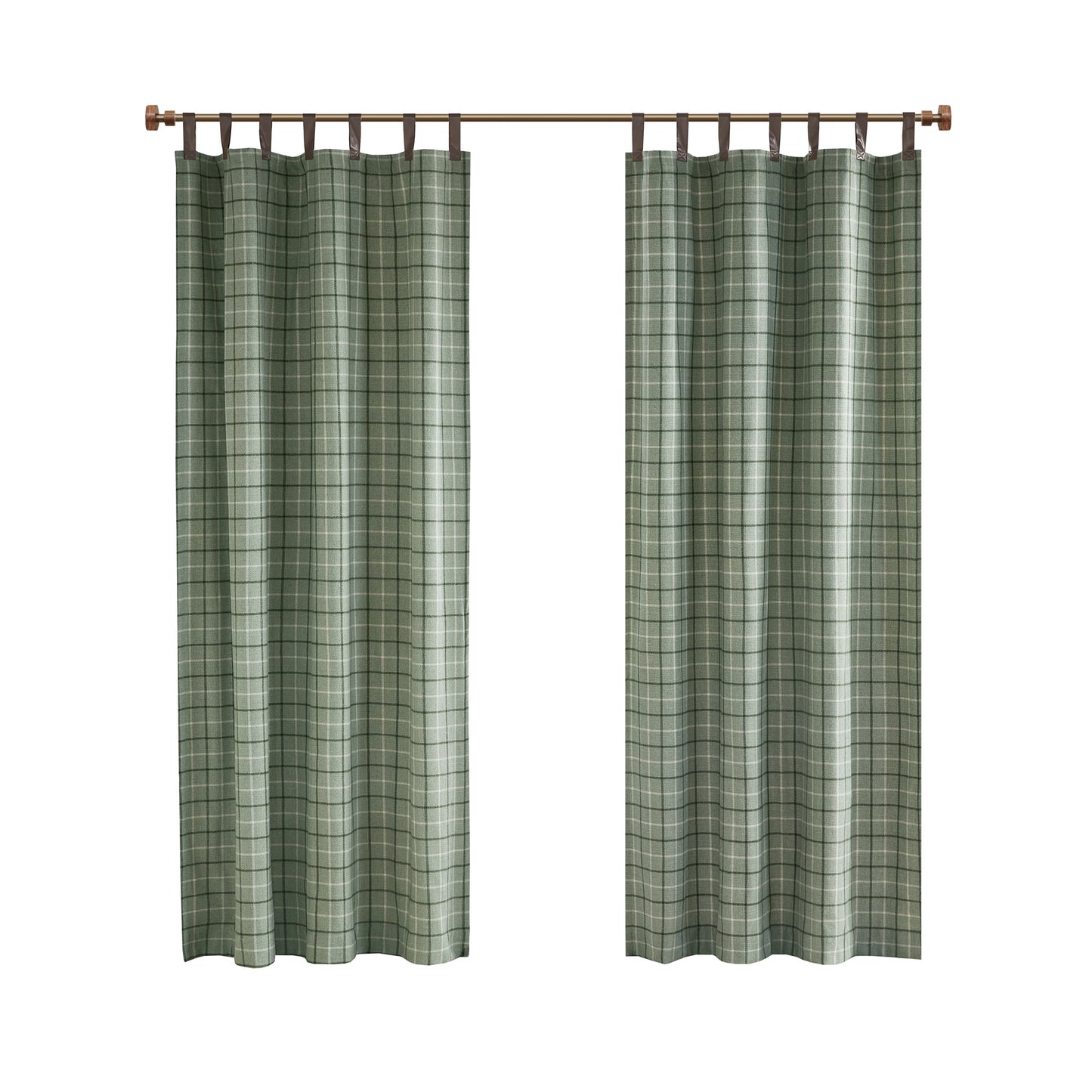 Madison Park Plaid Faux Leather Tab Top Curtain Panel with Fleece Lining