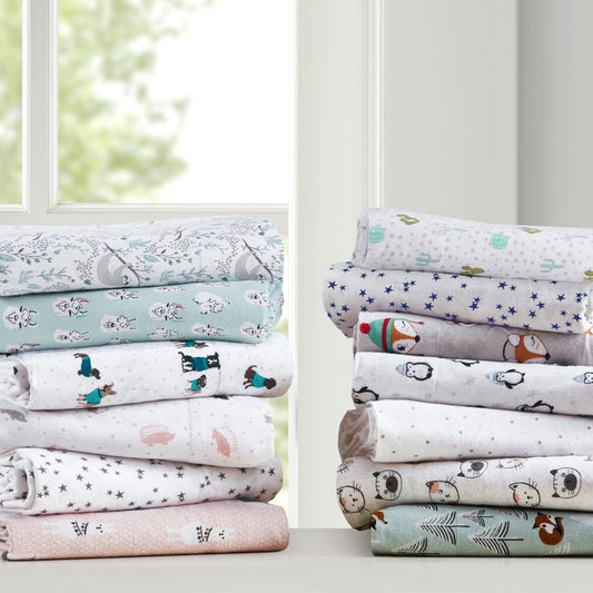 Intelligent Design Cozy Soft 100% Cotton Flannel Pigment Printed Sheet Set