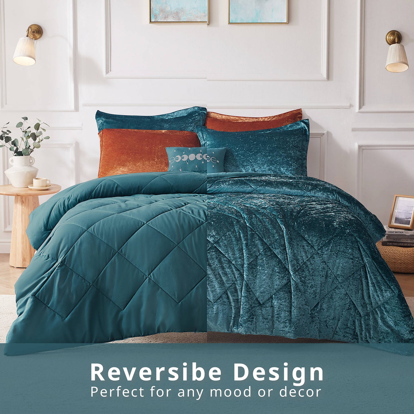 Intelligent Design Velvet Duvet Cover Set with Throw Pillow