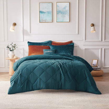 Intelligent Design Velvet Duvet Cover Set with Throw Pillow