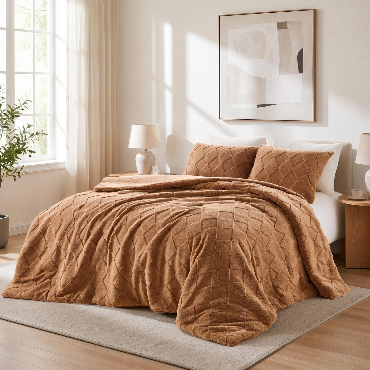 Regency Heights Monroe Jacquard Sherpa(Diamond) Comforter Mini Set