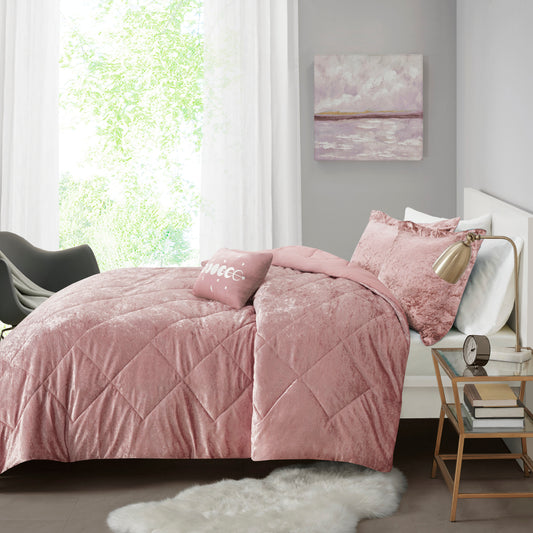 Flora 100% Polyester Velvet Comforter Set