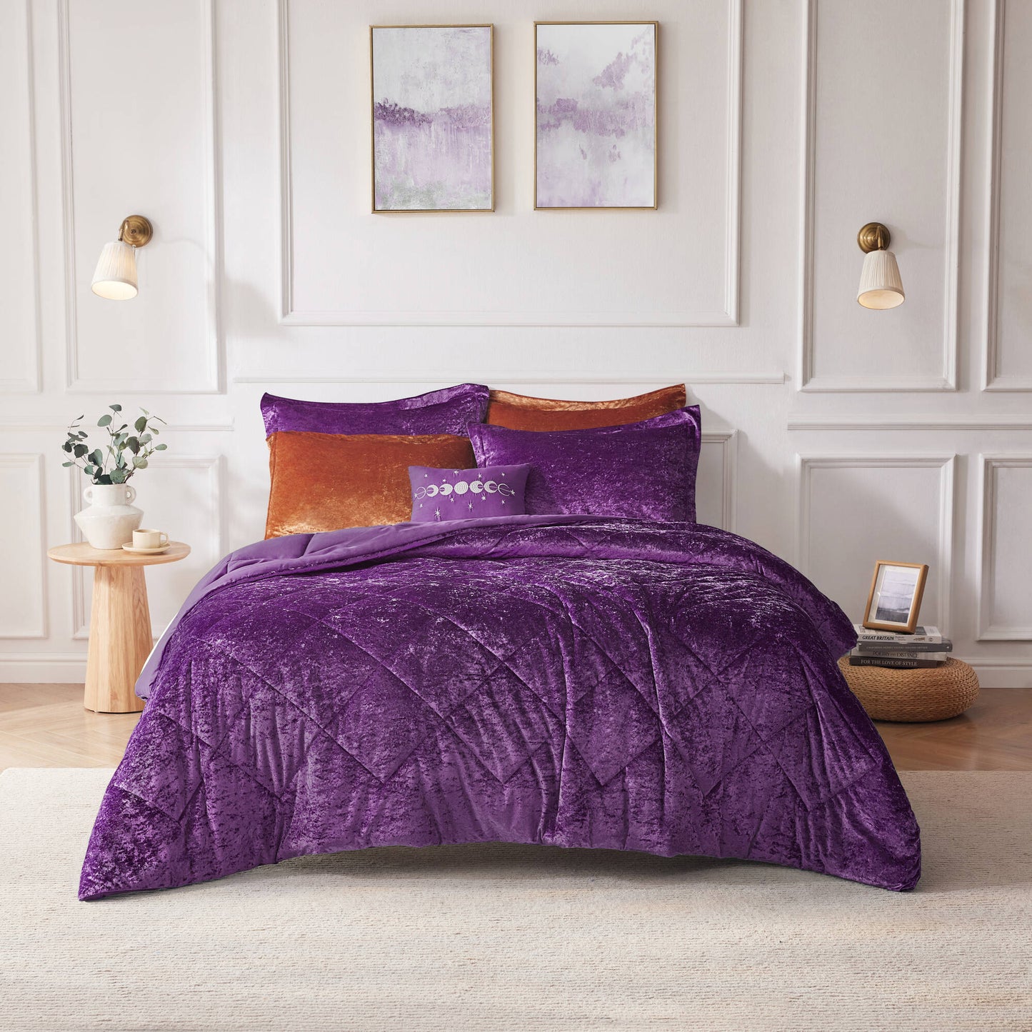 Flora 100% Polyester Velvet Comforter Set