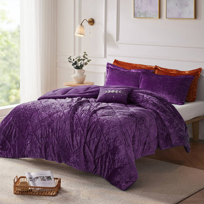 Flora 100% Polyester Velvet Comforter Set