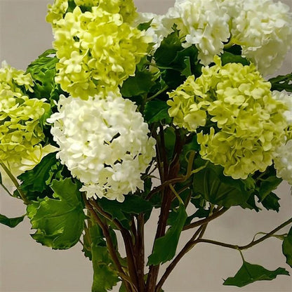 27-Inch Faux Snowball Viburnum Arrangement in Rustic Planter – Realistic Silk Floral Decor