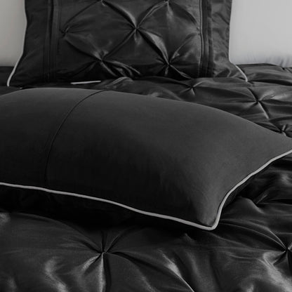 Laurel 100% Polyester Pieced Pleated 7pcs Tufted Comforter Set