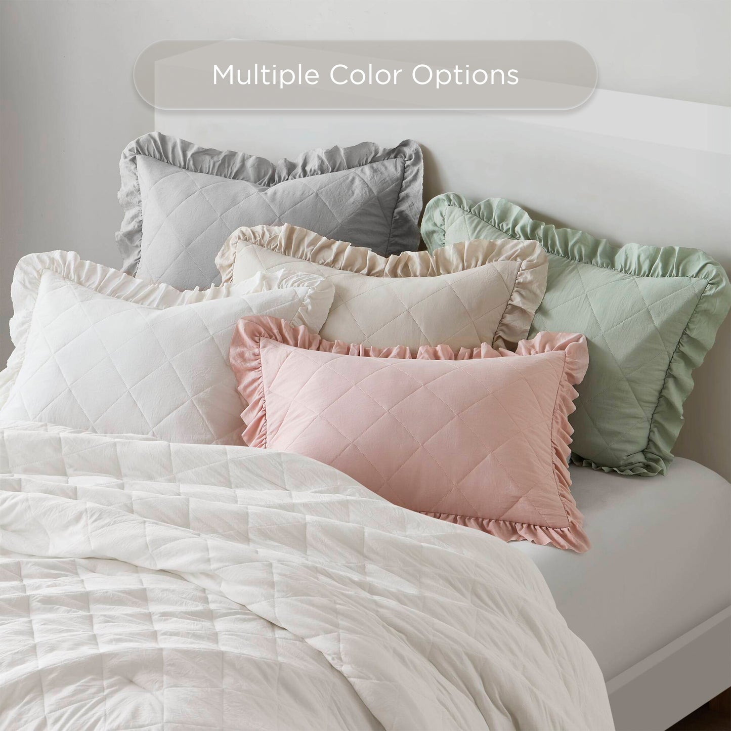 Penelope Diamond Quilted Ruffle Edge Comforter Set