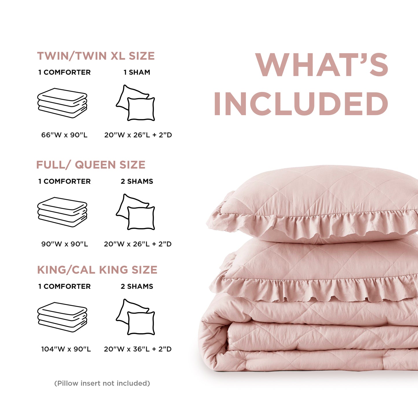 Penelope Diamond Quilted Ruffle Edge Comforter Set