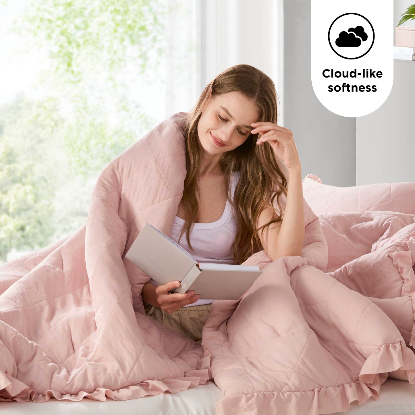 Penelope Diamond Quilted Ruffle Edge Comforter Set