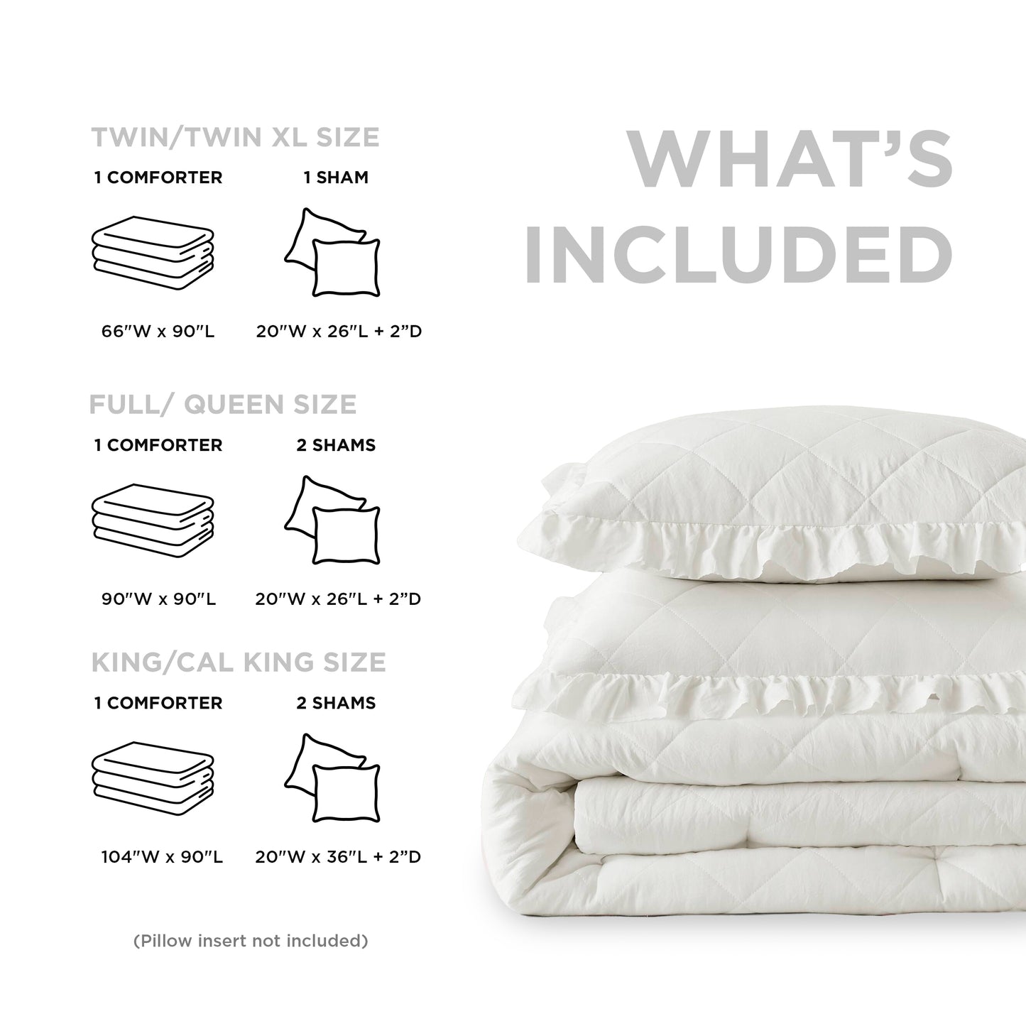 Penelope Diamond Quilted Ruffle Edge Comforter Set
