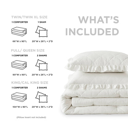 Penelope Diamond Quilted Ruffle Edge Comforter Set