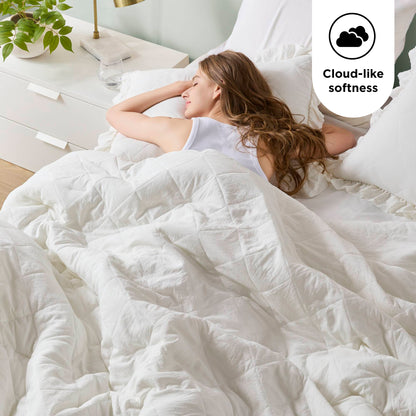 Penelope Diamond Quilted Ruffle Edge Comforter Set