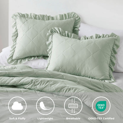 Penelope Diamond Quilted Ruffle Edge Comforter Set