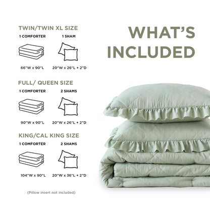 Penelope Diamond Quilted Ruffle Edge Comforter Set