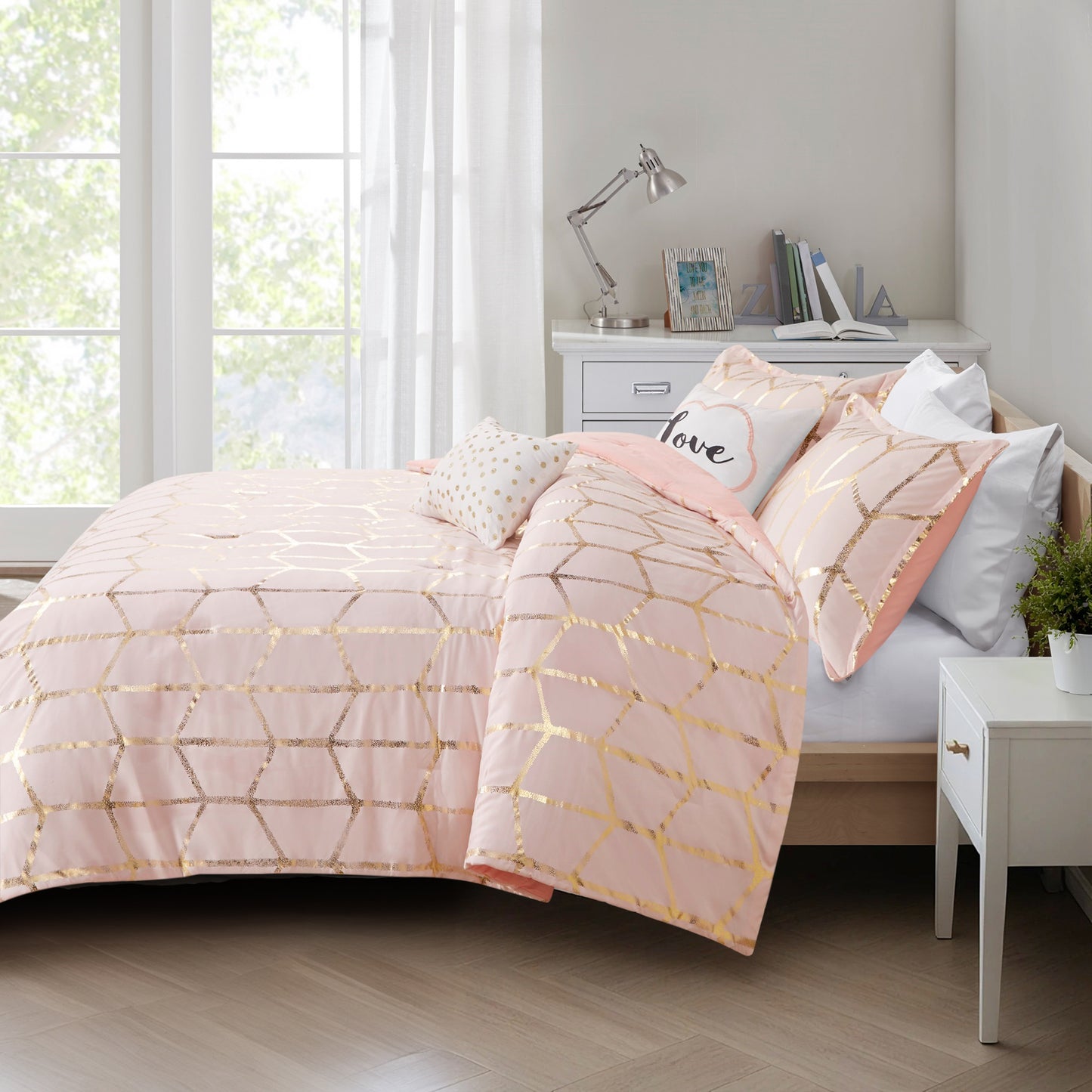 Raina 100% Polyester Brushed Microfiber Printed 5pcs Comforter Set