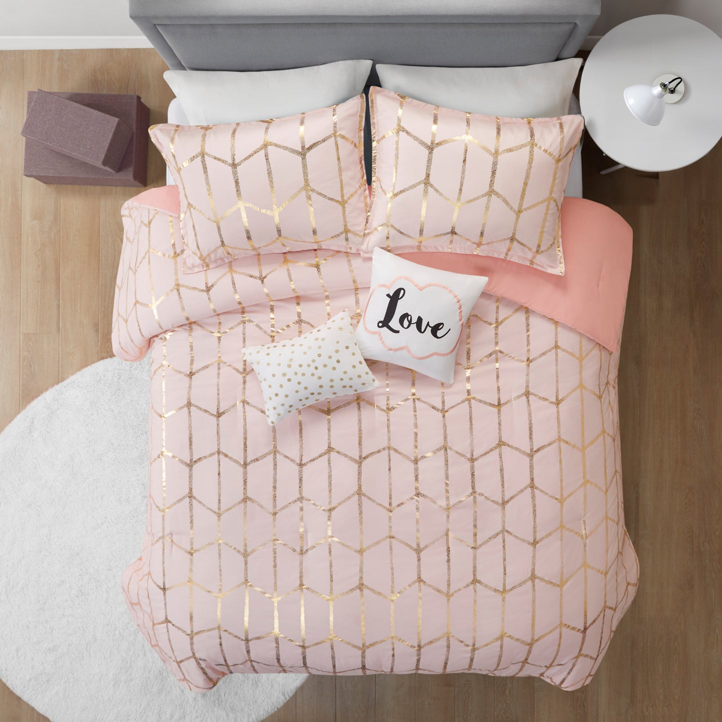 Raina 100% Polyester Brushed Microfiber Printed 5pcs Comforter Set
