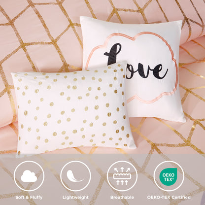 Raina 100% Polyester Brushed Microfiber Printed 5pcs Comforter Set
